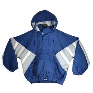 Vtg Hooded Parka Bomber Jacket Mens XL Blue Gray Dallas Cowboy Quilted Insulated